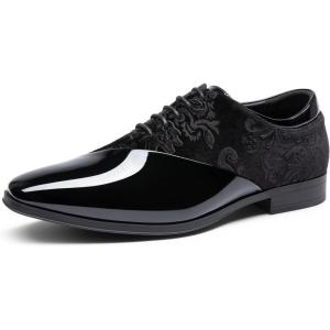 imageBruno Marc Mens Dress Shoes Classic Laceup Caden Glossy Velvet Formal OxfordBlack