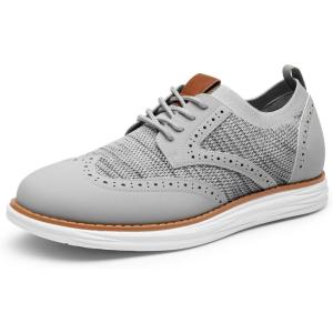 imageBruno Marc Mens KnitFlex SmartCraft Mesh Oxfords Sneakers Casual Dress LaceUp Lightweight Walking Shoes8grey