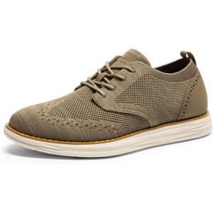imageBruno Marc Mens KnitFlex SmartCraft Mesh Oxfords Sneakers Casual Dress LaceUp Lightweight Walking ShoesKhaki