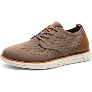 imageBruno Marc Mens KnitFlex SmartCraft Mesh Oxfords Sneakers Casual Dress LaceUp Lightweight Walking ShoesLight Brown