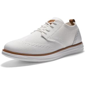 imageBruno Marc Mens KnitFlex SmartCraft Mesh Oxfords Sneakers Casual Dress LaceUp Lightweight Walking ShoesWhite