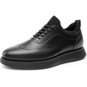 imageBruno Marc Mens MaxFlex Dress Sneakers Oxfords Casual Wingtip Brogue ShoesAll Black