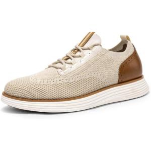 imageBruno Marc Mens MaxFlex Dress Sneakers Oxfords Casual Wingtip Brogue ShoesBeigeMesh