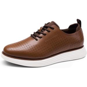 imageBruno Marc Mens MaxFlex Fashion Dress Sneakers Oxfords Classic Casual ShoesBrownWhite