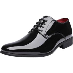 imageBruno Marc Mens Faux Patent Leather Tuxedo Dress Shoes Classic Laceup Formal OxfordBlack