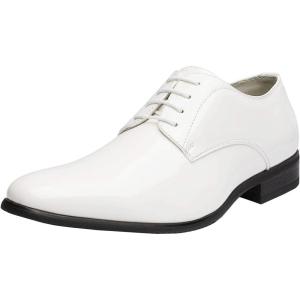 imageBruno Marc Mens Faux Patent Leather Tuxedo Dress Shoes Classic Laceup Formal OxfordWhite