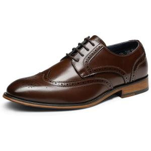 imageBruno Marc Mens Lace Up Soft CapToe Formal Dress ShoesDark Brownwingtip
