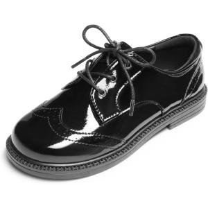 imageDREAM PAIRS Boys Girls Dress Shoes Kids School Uniform Formal Casual Oxfords for Toddler Little KidBlackpat