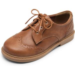 imageDREAM PAIRS Boys Girls Dress Shoes Kids School Uniform Formal Casual Oxfords for Toddler Little KidBrown