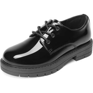 imageDREAM PAIRS Boys Girls Dress Shoes Kids Uniform Formal Classic Oxfords Laceup for Toddler Little Big KidBlackpat