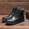 imageBruno Marc Mens Motorcycle Combat Oxford Boot Fur Lining Warm Zipper BootsEngle05black