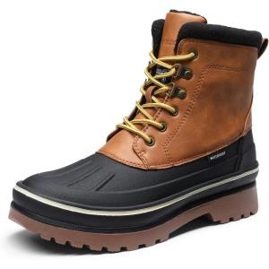 imageBruno Marc Mens Insulated Waterproof Snow Boots Warm Fur Lined Outdoor Winter BootBrownYellow