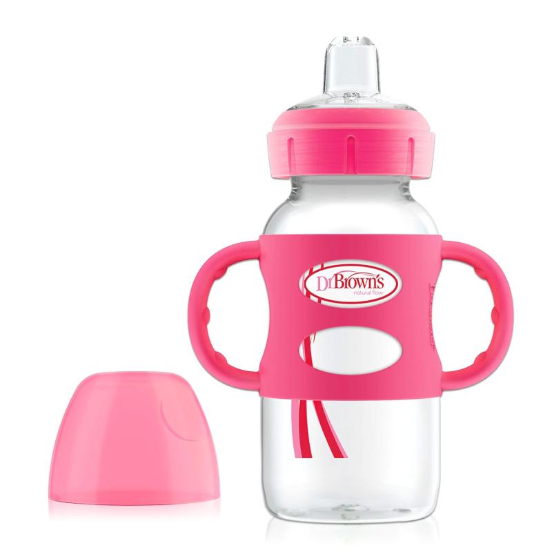 Dr. Brown’s Soft Spout Toddler Cup – Pink, 9 Oz, Easy To Hold & Sip, Transition From Bottle To Cup