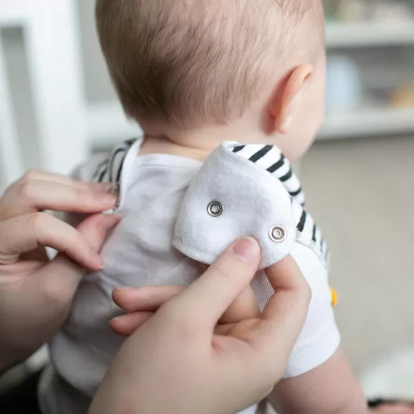 Dr. Brown’s Bandana Bib with Snap-On Removable Teether, Cotton Baby Bib with Soft Fleece Lining for Teething &amp; Drooling, 3m+, 2-Pack, Bees &amp; Gray Honeycomb