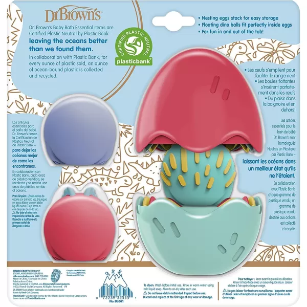 Dr. Brown's CleanUp Float &amp; Hatch Dino Eggs Nesting Bath Toy, 6m+, BPA Free, Certified Plastic Neutral