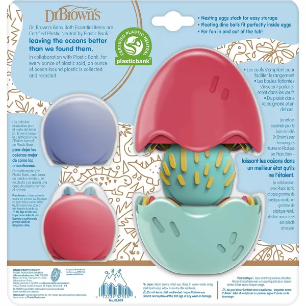 Dr. Brown's CleanUp Float &amp; Hatch Dino Eggs Nesting Bath Toy, 6m+, BPA Free, Certified Plastic Neutral