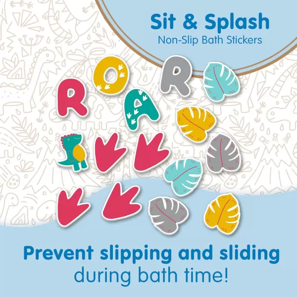 Dr. Brown’s CleanUp Sit &amp; Splash Non-Slip Bath Stickers, Dinosaur Theme, Bathtub Safety Anti-Slip Adhesive Decals for Kids, 6m+, BPA Free