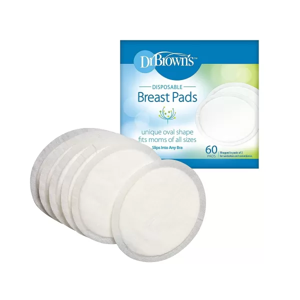 Dr. Brown's Disposable One-Use Absorbent Breast Pads for Breastfeeding and Leaking - 60pk