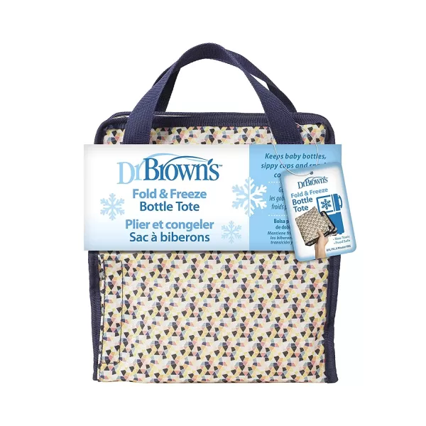 Dr. Brown's Fold &amp; Freeze Bottle Tote, Breastfeeding Essential Cooler Bag, 6 Baby Bottles Milk Storage - Multicolor