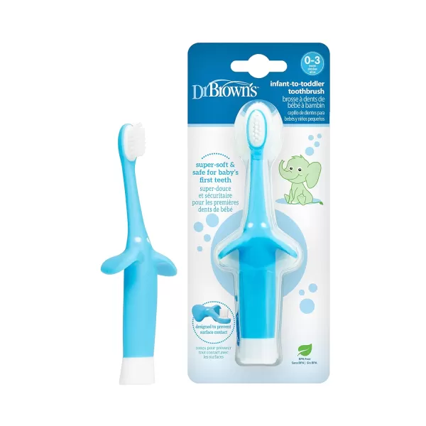 Dr. Brown's Infant-to-Toddler Toothbrush, Elephant, Mint, 0-3 Years