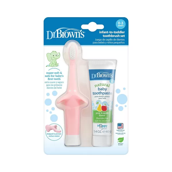 Dr. Brown's Infant-to-Toddler Toothbrush, Elephant, Mint, 0-3 Years