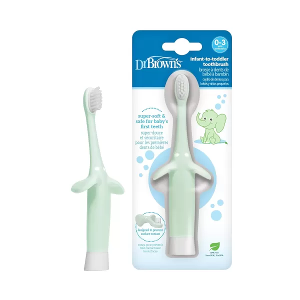 Dr. Brown's Infant-to-Toddler Toothbrush, Elephant, Mint, 0-3 Years