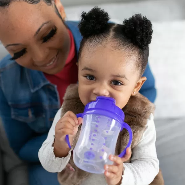 Dr. Brown's Milestones Baby’s First Straw Cup, Training Cup with Weighted Straw, Pink &amp; Purple, 2 Pack, 6m+