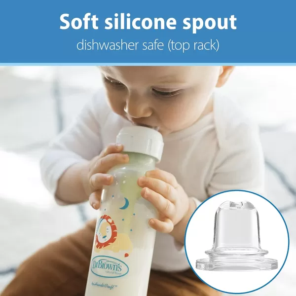 Dr. Brown's Milestones Narrow Sippy Bottle, 100% Silicone Soft Sippy Spout, 8oz/250mL, Flamingo, 6m+