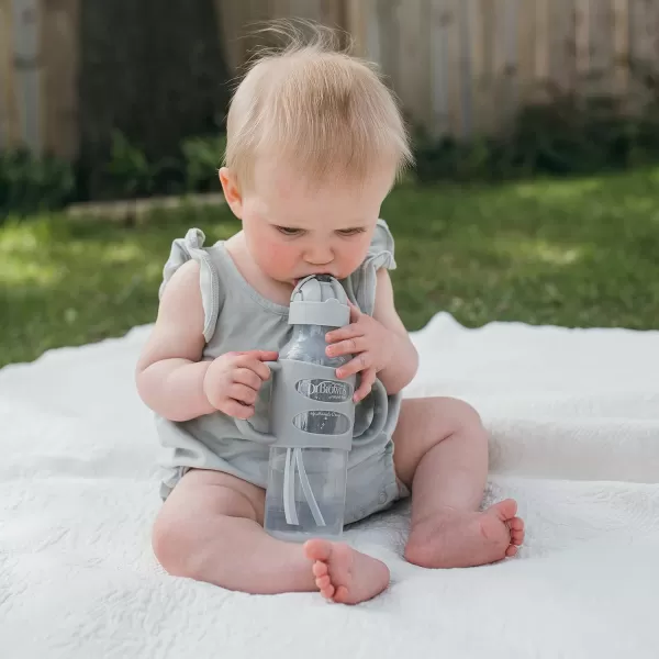 Dr. Brown's Milestones Narrow Sippy Straw Bottle, Spill-Proof with 100% Silicone Handles and Weighted Straw, 8 oz/250 mL, Green, 6m+