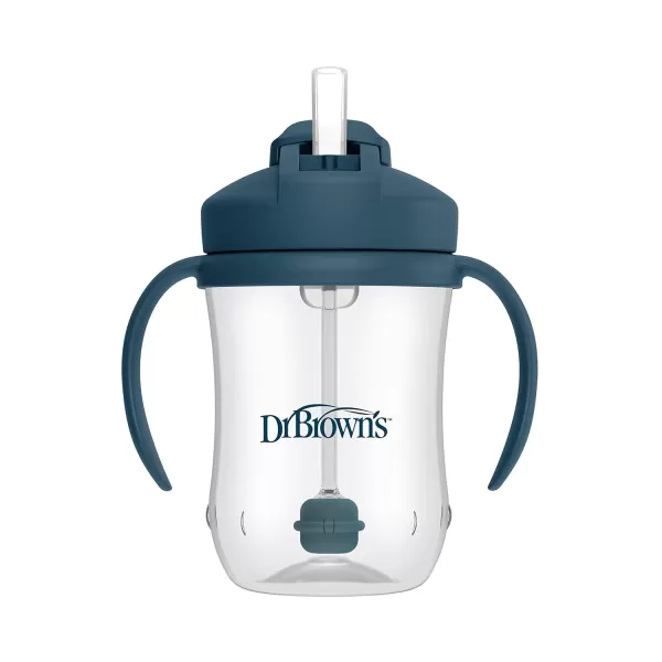 Dr. Brown's Milestones Wide-Neck Sippy Spout Bottle with 100% Silicone Handles, Easy-Grip Handles with Soft Sippy Spout, 9oz/270mL, Black, 1-Pack, 6m+