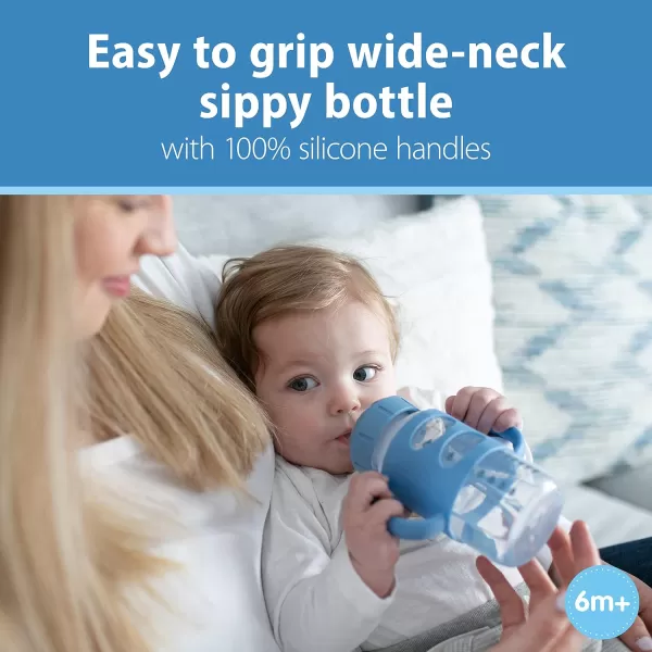 Dr. Brown's Milestones Wide-Neck Sippy Spout Bottle with 100% Silicone Handles, Easy-Grip Handles with Soft Sippy Spout, 9oz/270mL, Black, 1-Pack, 6m+