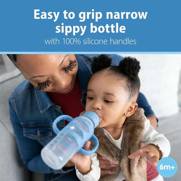 Dr. Brown's Milestones Wide-Neck Sippy Spout Bottle with 100% Silicone Handles, Easy-Grip Handles with Soft Sippy Spout, 9oz/270mL, Black, 1-Pack, 6m+