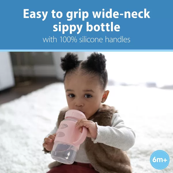 Dr. Brown's Milestones Wide-Neck Sippy Spout Bottle with 100% Silicone Handles, Easy-Grip Handles with Soft Sippy Spout, 9oz/270mL, Black, 1-Pack, 6m+