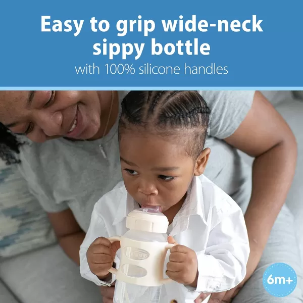 Dr. Brown's Milestones Wide-Neck Sippy Spout Bottle with 100% Silicone Handles, Easy-Grip Handles with Soft Sippy Spout, 9oz/270mL, Black, 1-Pack, 6m+