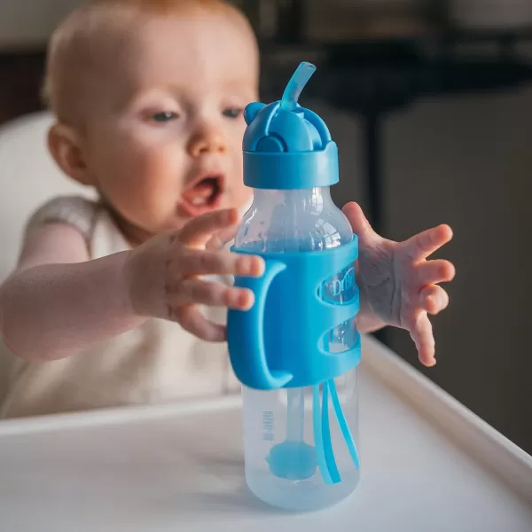 Dr. Brown's Milestones Wide-Neck Sippy Spout Bottle with 100% Silicone Handles, Easy-Grip Handles with Soft Sippy Spout, 9oz/270mL, Black, 1-Pack, 6m+