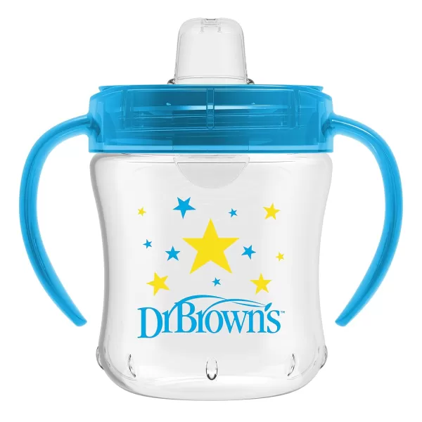 Dr. Brown's Milestones Wide-Neck Sippy Spout Bottle with 100% Silicone Handles, Easy-Grip Handles with Soft Sippy Spout, 9oz/270mL, Black, 1-Pack, 6m+
