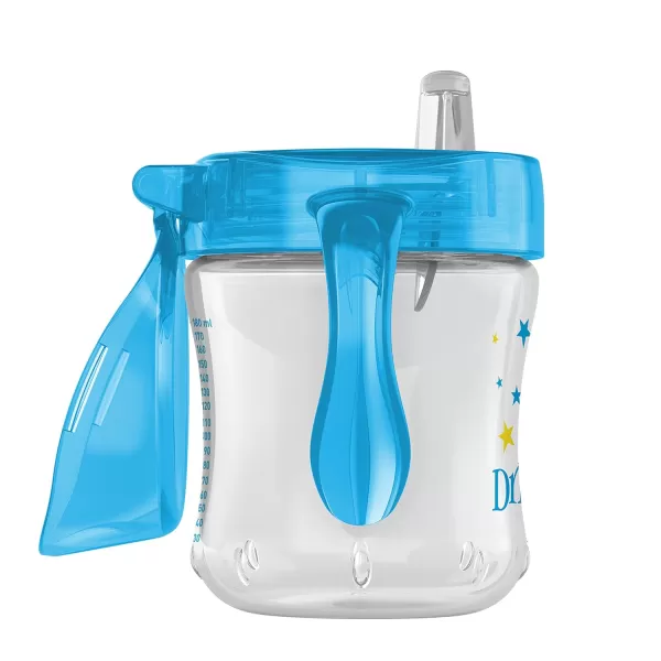 Dr. Brown's Milestones Wide-Neck Sippy Spout Bottle with 100% Silicone Handles, Easy-Grip Handles with Soft Sippy Spout, 9oz/270mL, Black, 1-Pack, 6m+