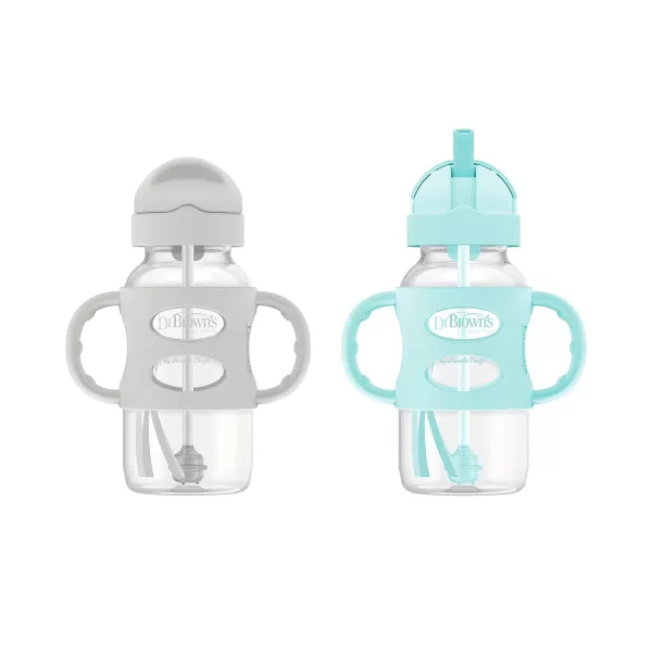 Dr. Brown's Milestones Wide-Neck Sippy Spout Bottle with 100% Silicone Handles, Easy-Grip Handles with Soft Sippy Spout, 9oz/270mL, Black, 1-Pack, 6m+