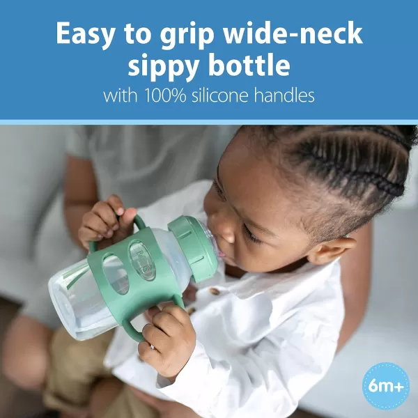 Dr. Brown's Milestones Wide-Neck Sippy Spout Bottle with 100% Silicone Handles, Easy-Grip Handles with Soft Sippy Spout, 9oz/270mL, Black, 1-Pack, 6m+