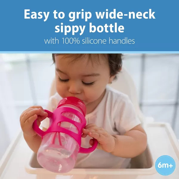 Dr. Brown's Milestones Wide-Neck Sippy Spout Bottle with 100% Silicone Handles, Easy-Grip Handles with Soft Sippy Spout, 9oz/270mL, Black, 1-Pack, 6m+