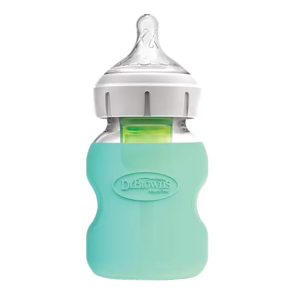 Dr. Brown's Natural Flow Options+ Glass Baby Bottle Sleeves,100% Silicone,5 oz,Wide-Neck,Glow in the Dark