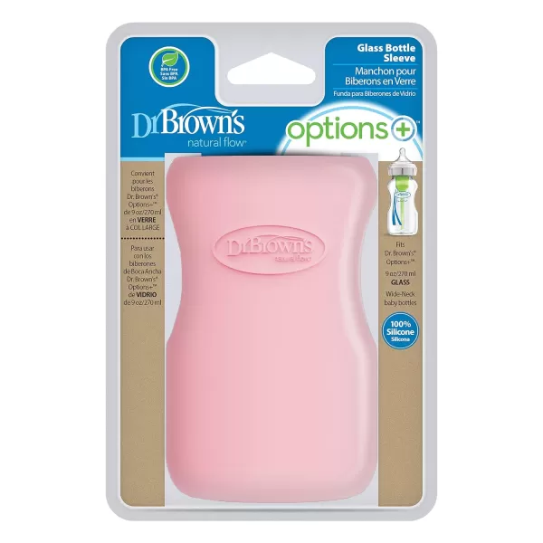 Dr. Brown's Natural Flow Options+ Glass Baby Bottle Sleeves,100% Silicone,5 oz,Wide-Neck,Glow in the Dark