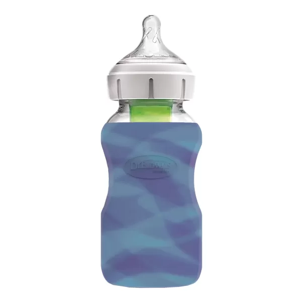 Dr. Brown's Natural Flow Options+ Glass Baby Bottle Sleeves,100% Silicone,5 oz,Wide-Neck,Glow in the Dark