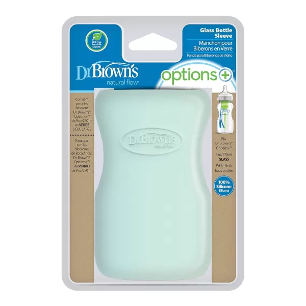 Dr. Brown's Natural Flow Options+ Glass Baby Bottle Sleeves,100% Silicone,5 oz,Wide-Neck,Glow in the Dark