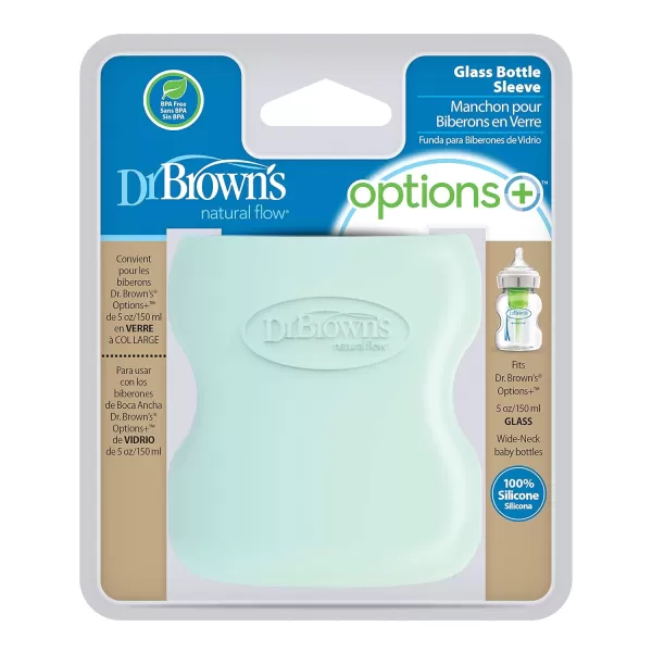 Dr. Brown's Natural Flow Options+ Glass Baby Bottle Sleeves,100% Silicone,5 oz,Wide-Neck,Glow in the Dark