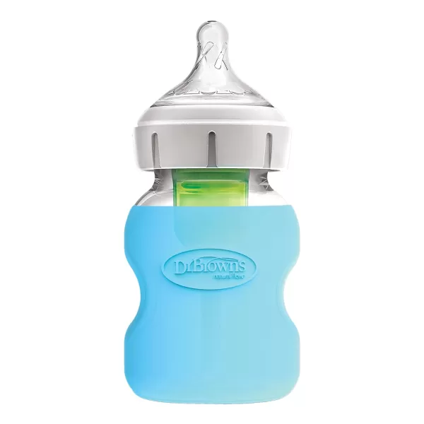 Dr. Brown's Natural Flow Options+ Glass Baby Bottle Sleeves,100% Silicone,5 oz,Wide-Neck,Glow in the Dark