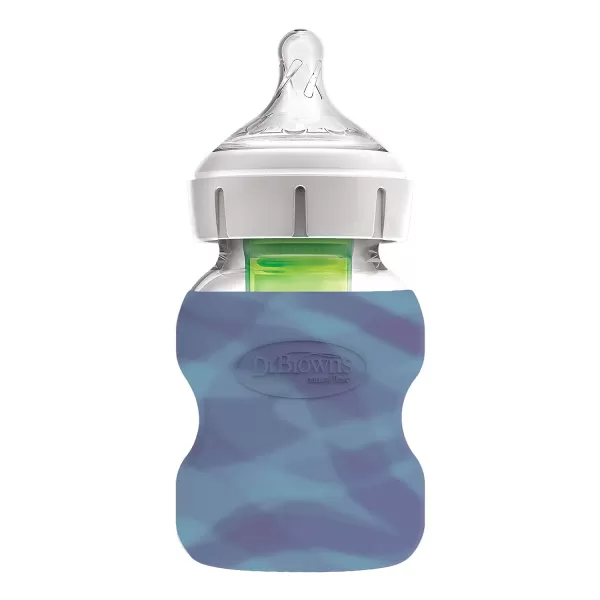 Dr. Brown's Natural Flow Options+ Glass Baby Bottle Sleeves,100% Silicone,5 oz,Wide-Neck,Glow in the Dark