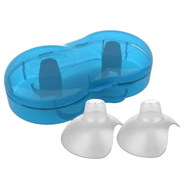 Dr. Brown's Nipple Shields with Case, Size 2-25 mm and Up, Stretch Fit, for Latch Difficulties, Flat/Inverted Nipples, Silicone Nipple Shield  )