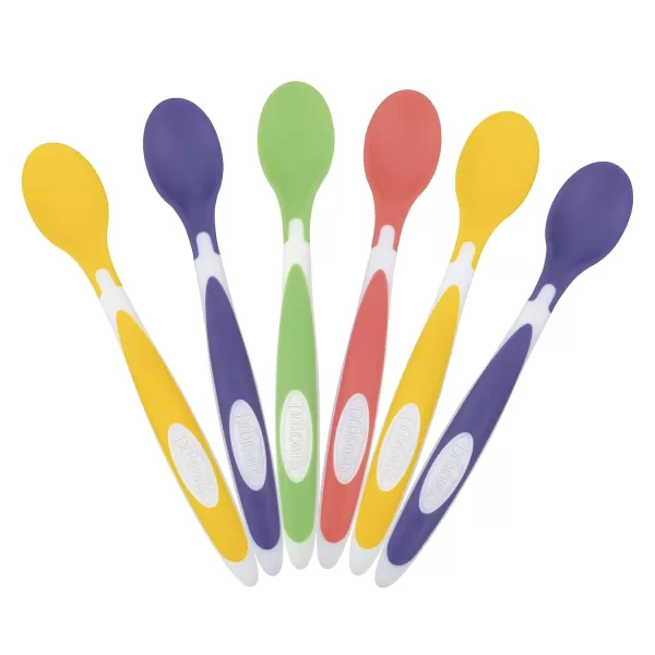 Dr. Brown's Soft-Tip Toddler Spoons with Long Handle for Baby-Led Weaning, BPA Free - 6-Pack