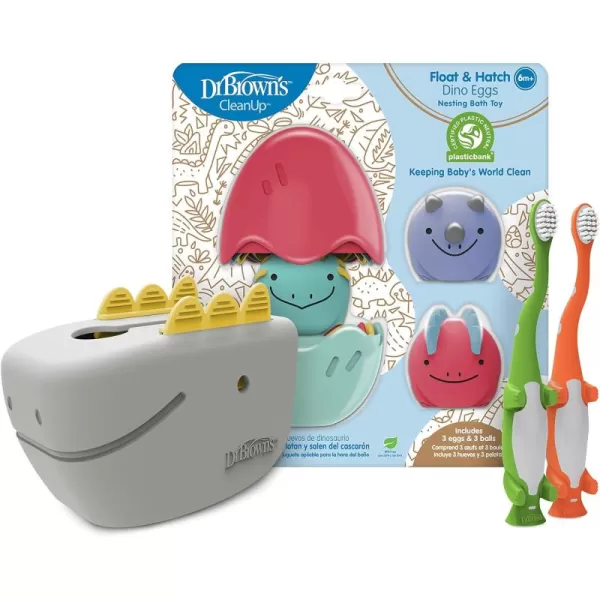 Dr. Brown's CleanUp Float &amp; Hatch Dino Eggs Nesting Bath Toy, 6m+, BPA Free, Certified Plastic Neutral